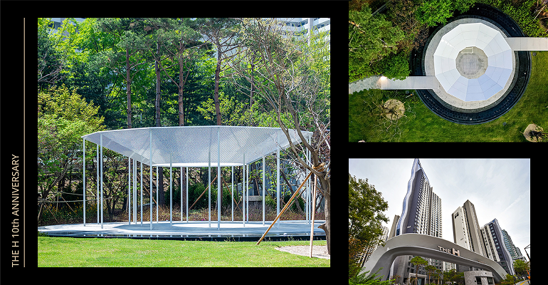 Cloud Walk installed at THE H BANPO LA CLASS (left and top right) and the streamlined main entrance THE H Gate 32-8 